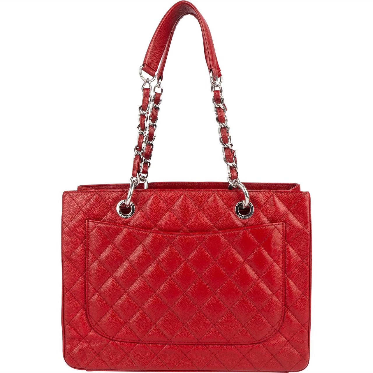 Chanel Chanel Quilted Caviar Leather Grand Shopping CC Shoulder Bag Rood