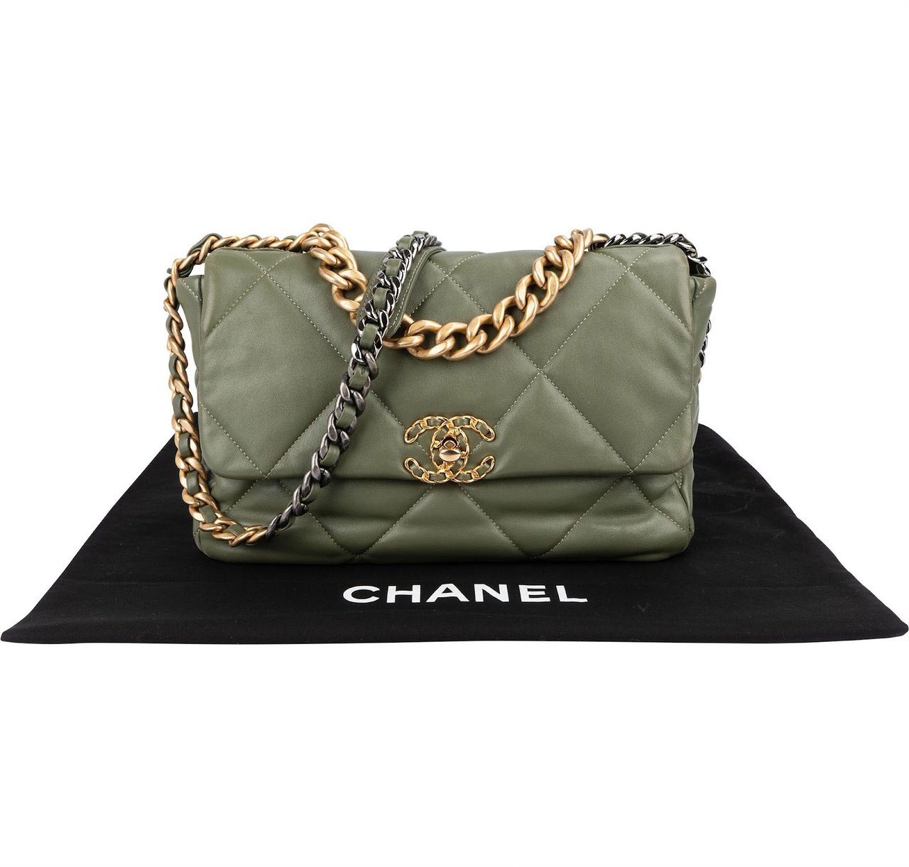 Chanel Chanel 19 Quilted Lambskin Single Flap Crossbody Bag Groen