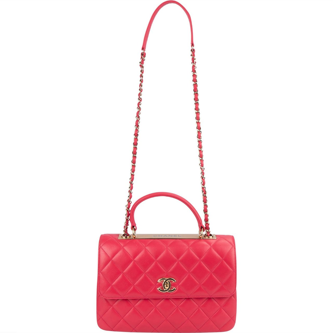 Chanel Chanel Quilted Lambskin Trendy CC Top Handle Handbag Rood