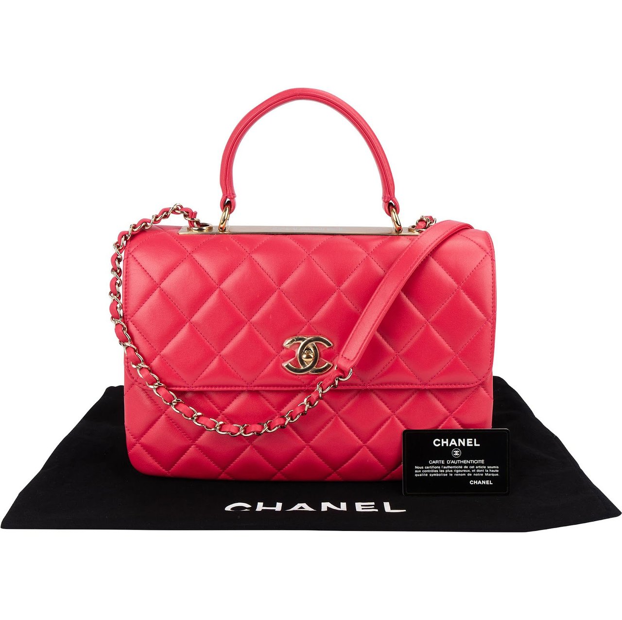 Chanel Chanel Quilted Lambskin Trendy CC Top Handle Handbag Rood