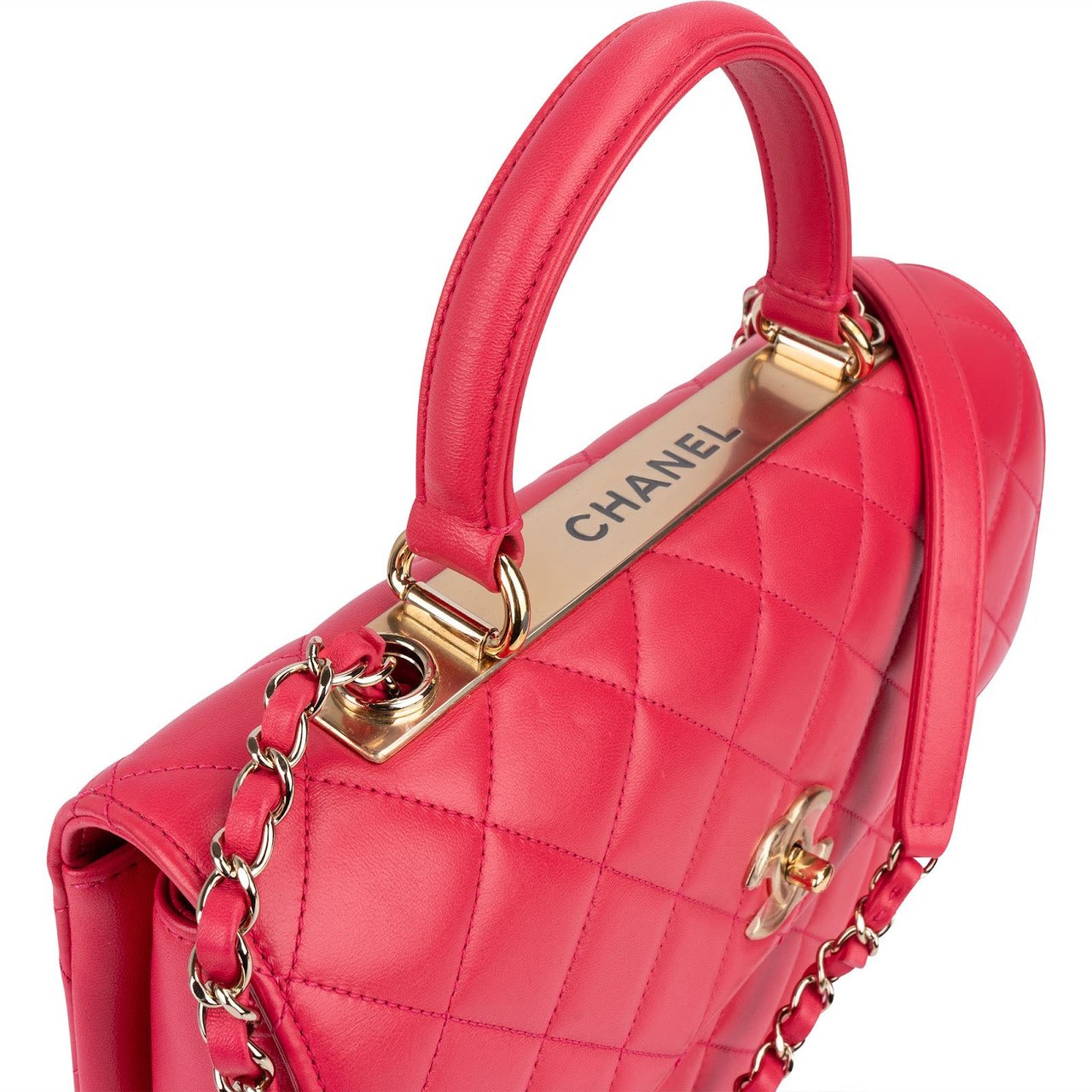 Chanel Chanel Quilted Lambskin Trendy CC Top Handle Handbag Rood