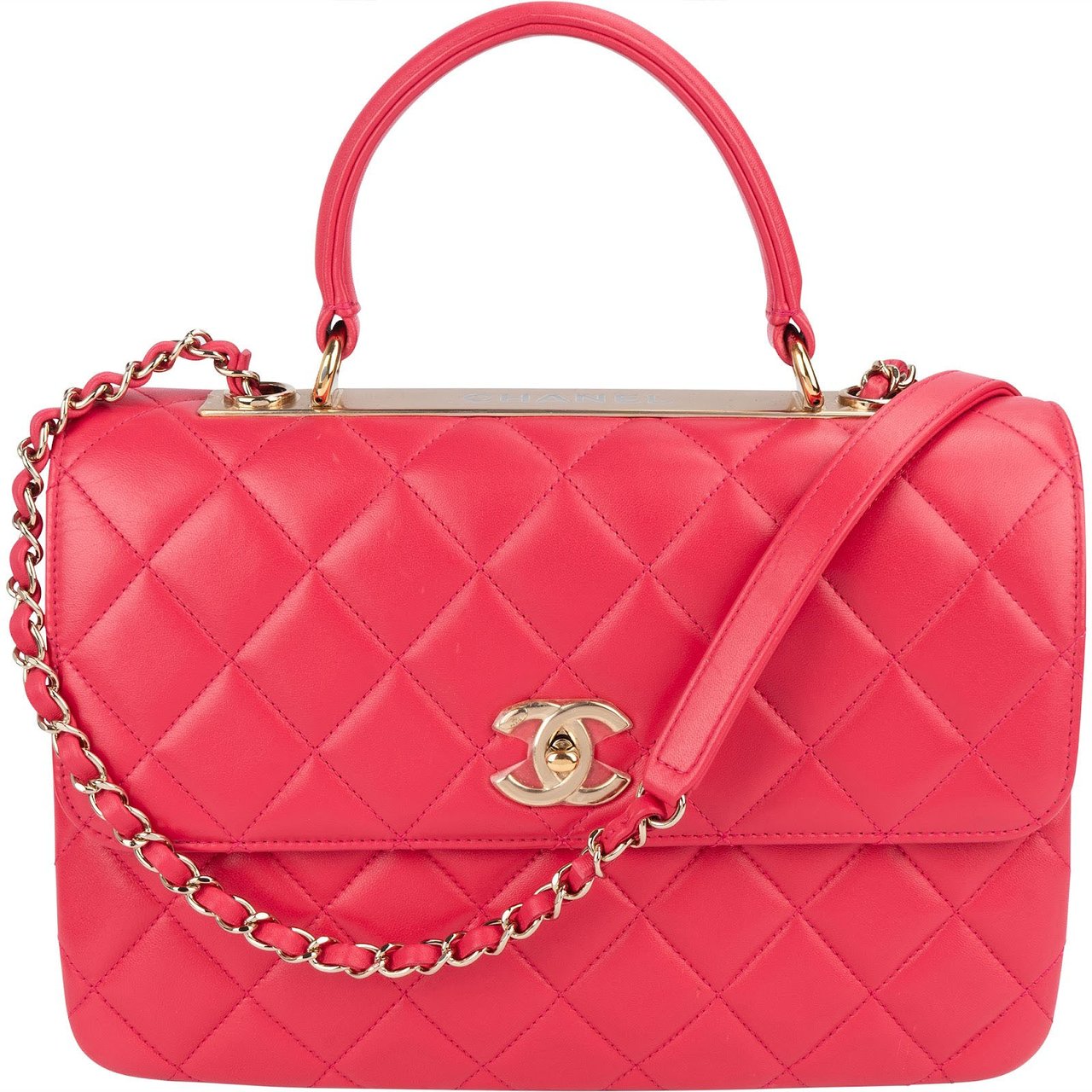 Chanel Chanel Quilted Lambskin Trendy CC Top Handle Handbag Rood
