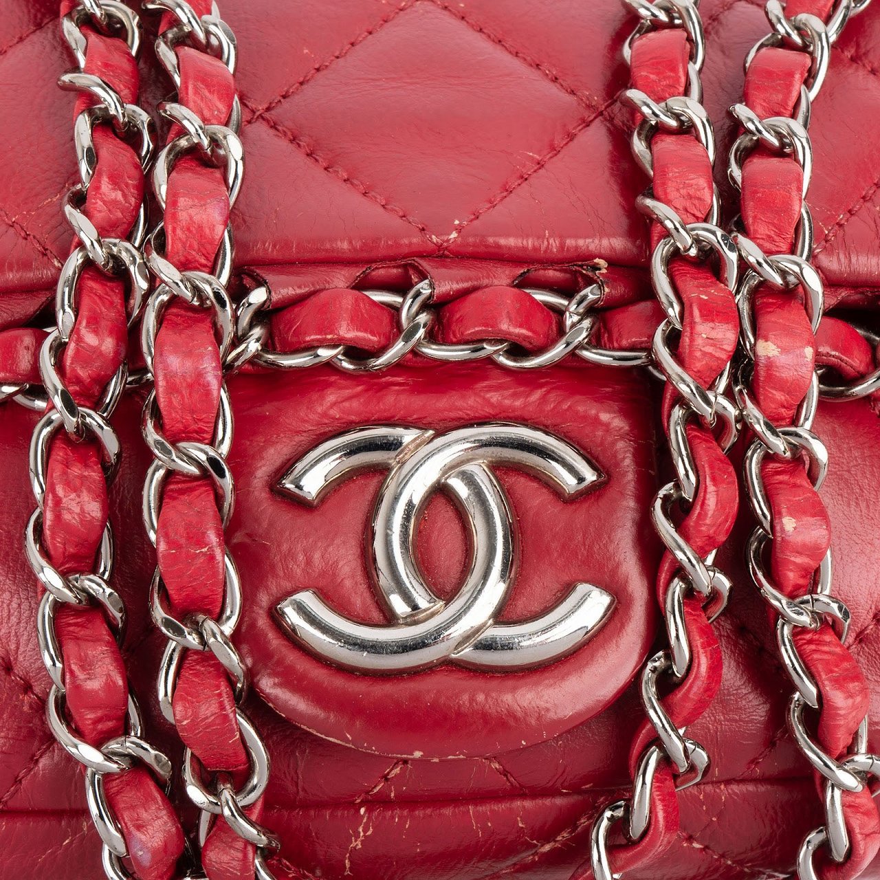 Chanel Chanel Quilted Lambskin Chain Around Mini Single Flap Shoulder Bag Rood