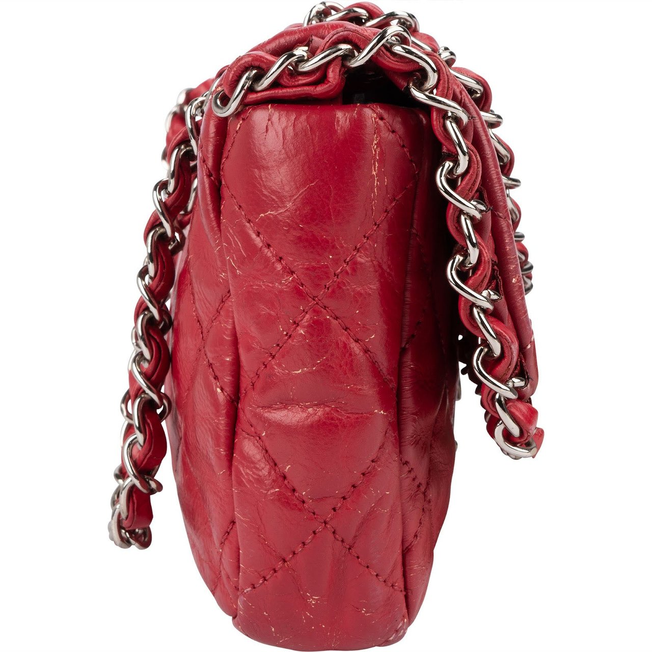 Chanel Chanel Quilted Lambskin Chain Around Mini Single Flap Shoulder Bag Rood