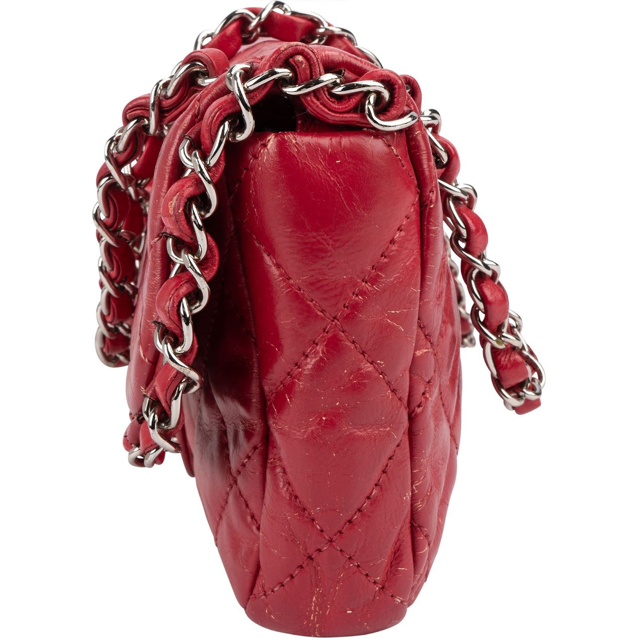 Chanel Chanel Quilted Lambskin Chain Around Mini Single Flap Shoulder Bag Rood