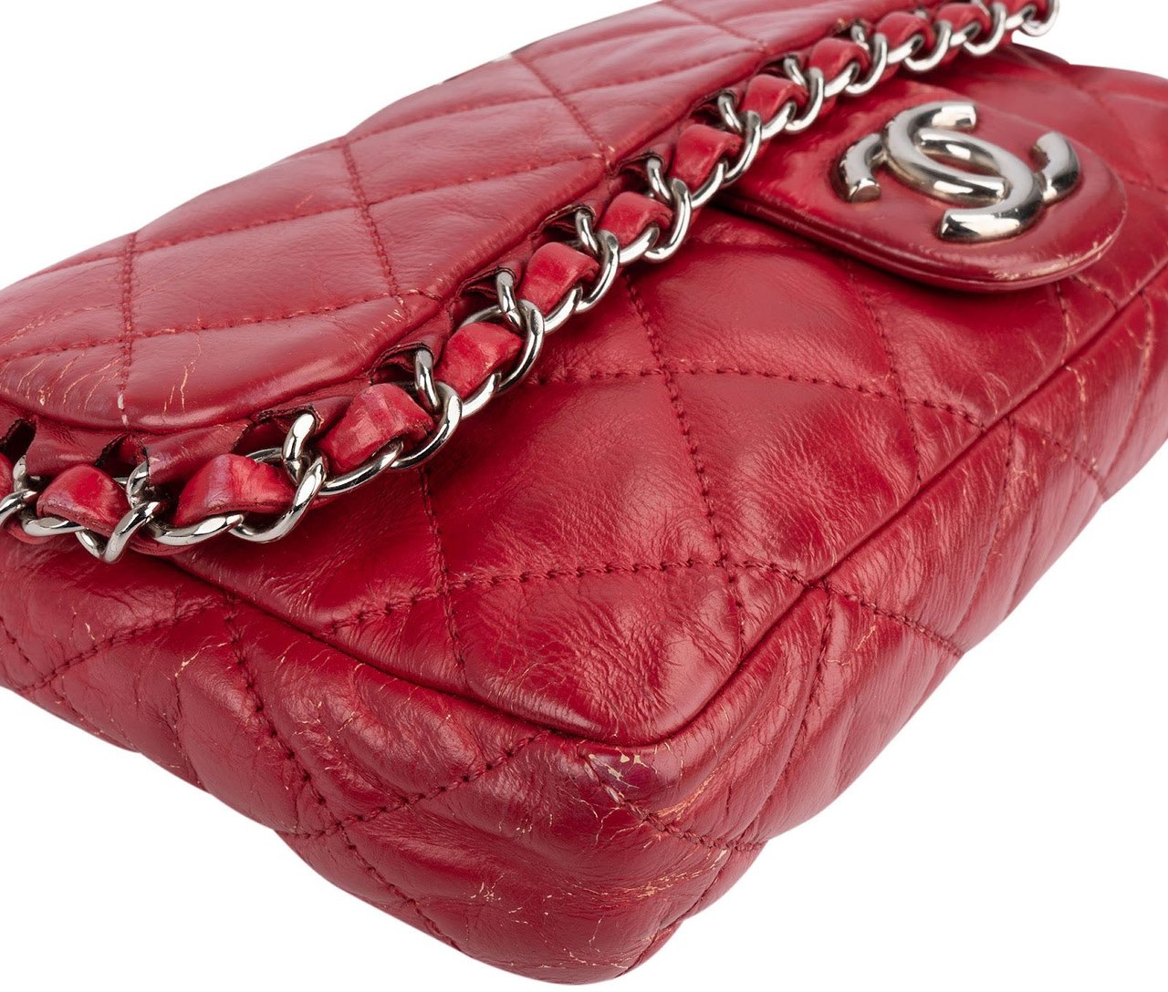 Chanel Chanel Quilted Lambskin Chain Around Mini Single Flap Shoulder Bag Rood