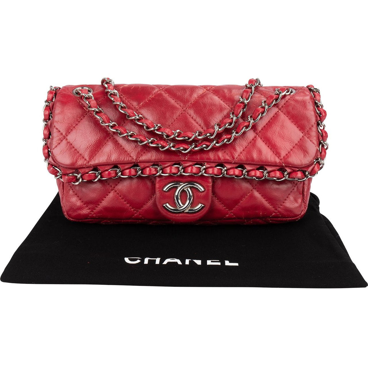 Chanel Chanel Quilted Lambskin Chain Around Mini Single Flap Shoulder Bag Rood