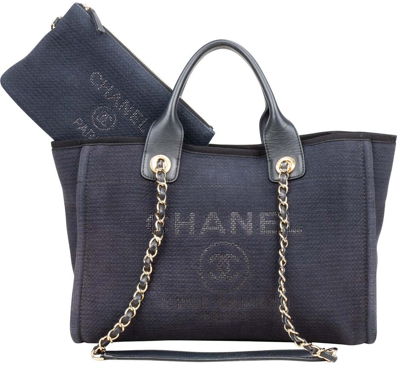 Chanel Chanel Tweed Cambon Deauville Handbag Blauw