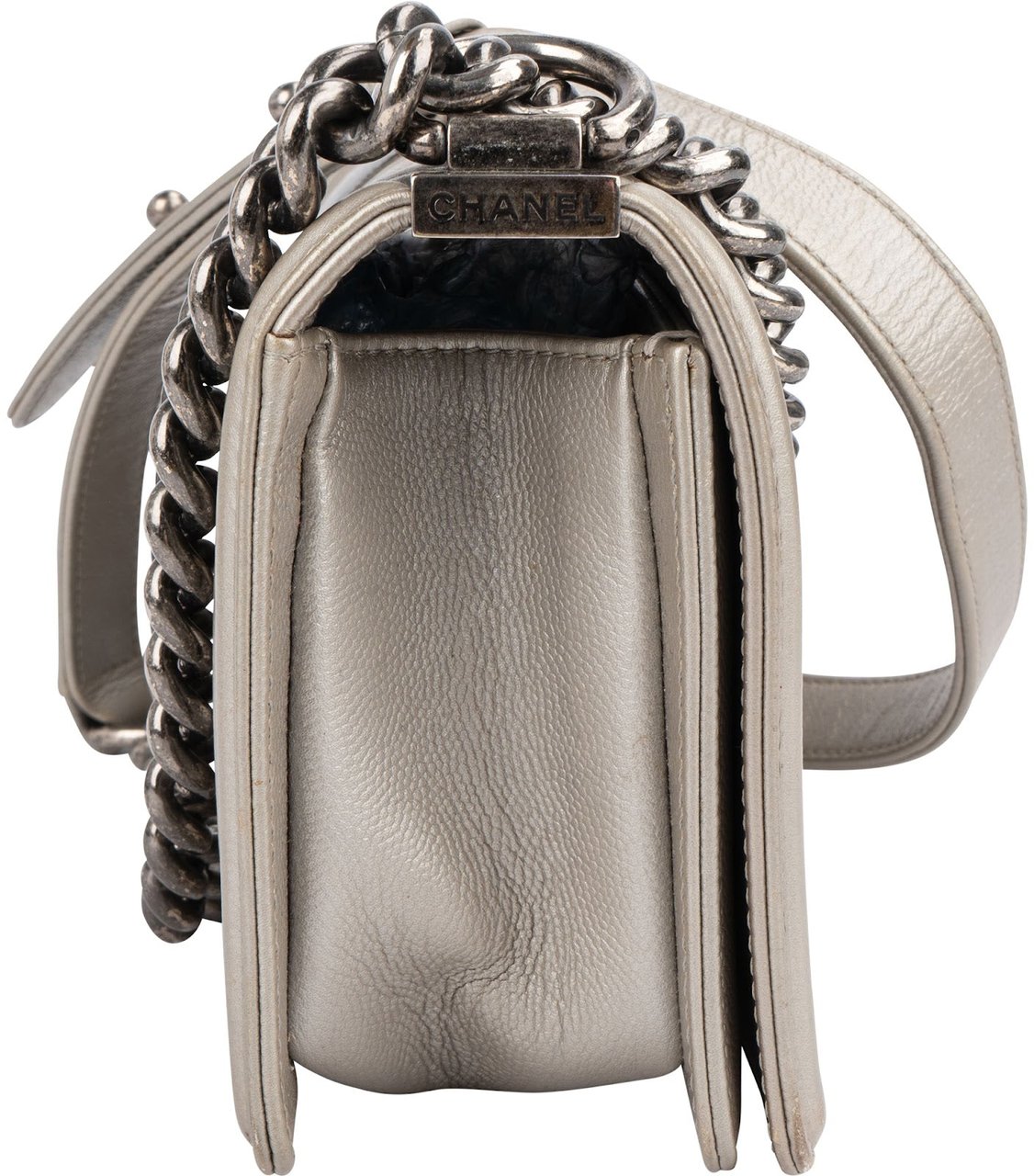Chanel Chanel Metallic Chevron Caviar Leather Boy Single Flap Crossbody Bag Divers