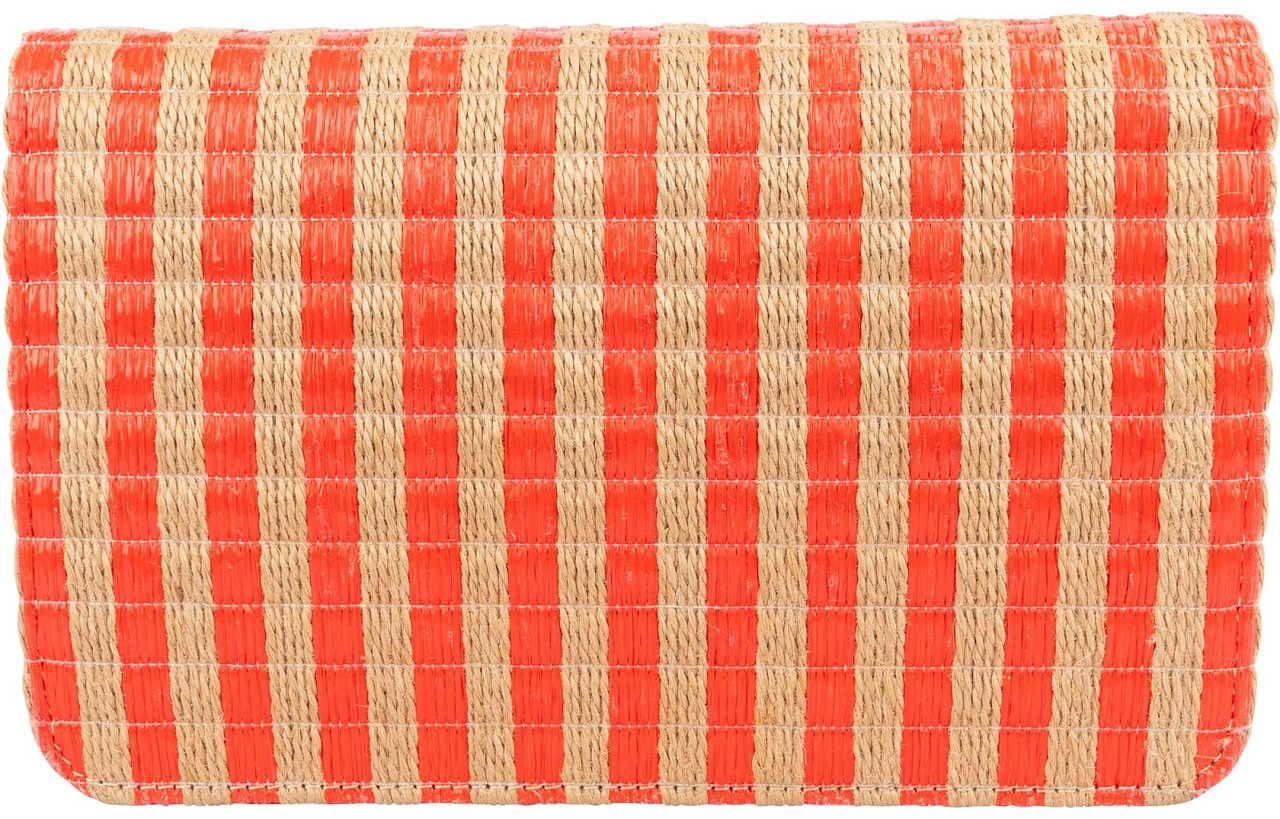 Chanel Raffia Gingham Wallet On Chain Crossbody Bag Oranje