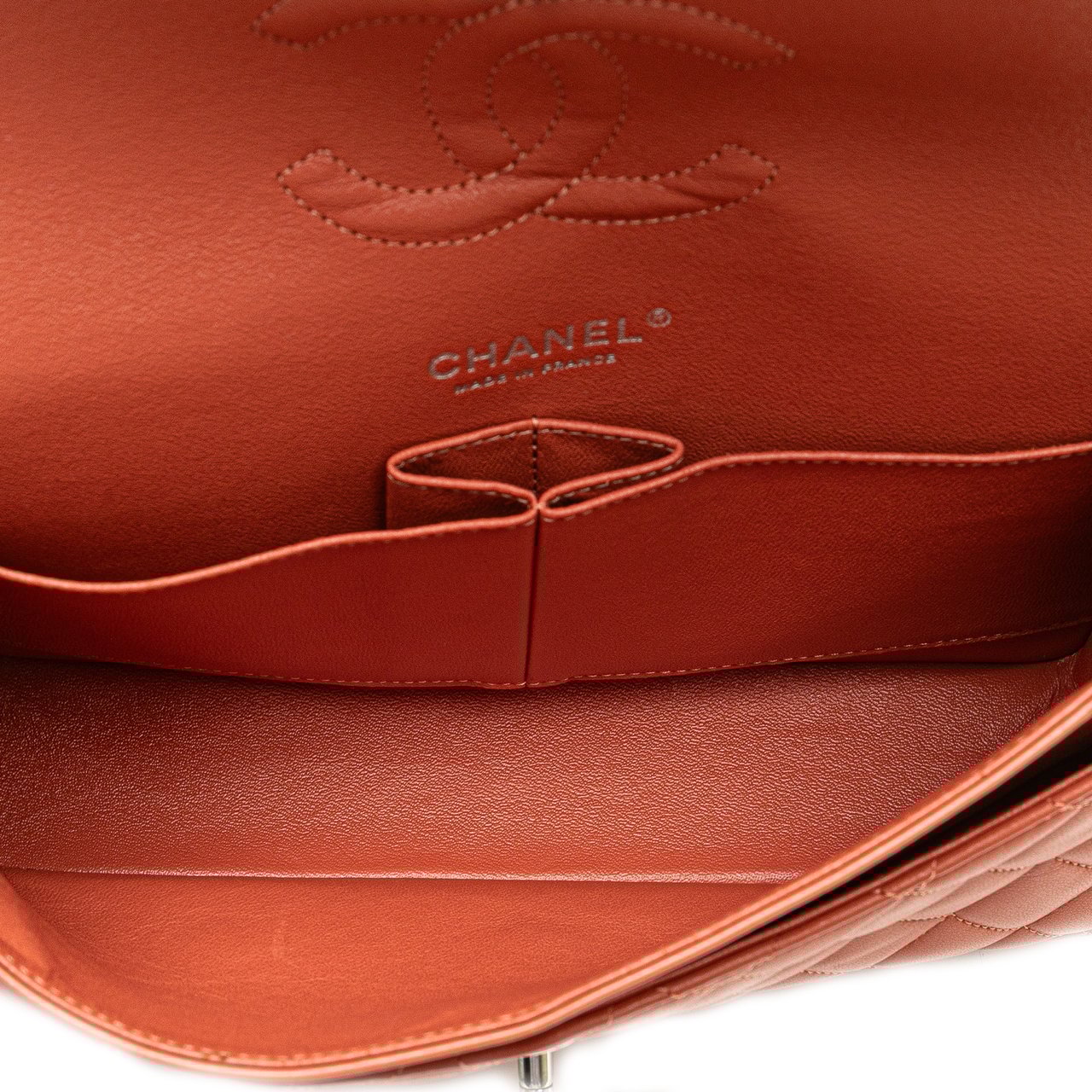 Chanel Medium Classic Lambskin Double Flap Oranje