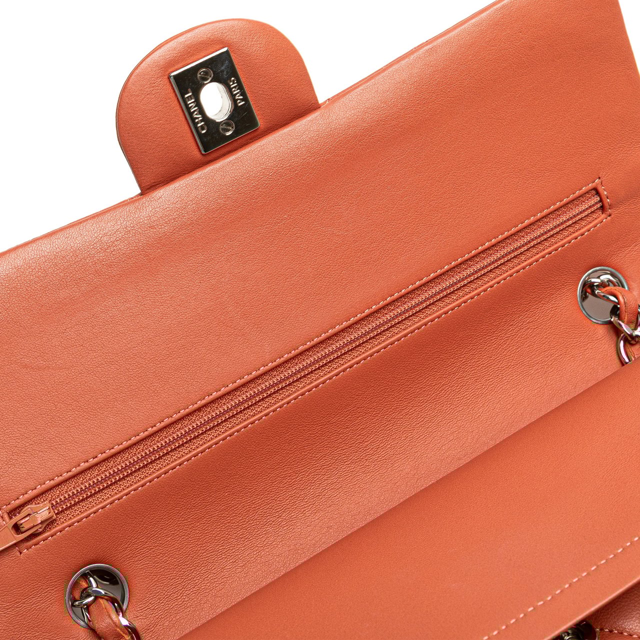 Chanel Medium Classic Lambskin Double Flap Oranje