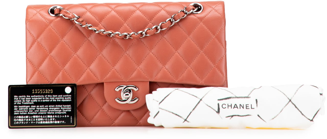 Chanel Medium Classic Lambskin Double Flap Oranje