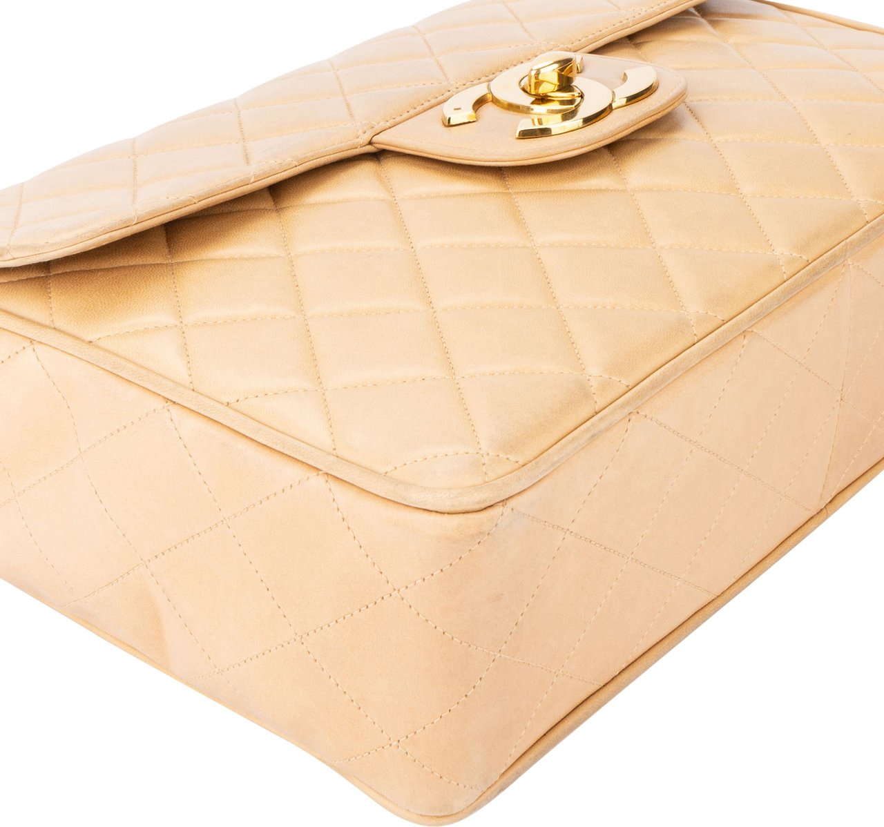 Chanel Chanel Quilted Lambskin 24K Gold Single Flap Jumbo Crossbody Bag Divers