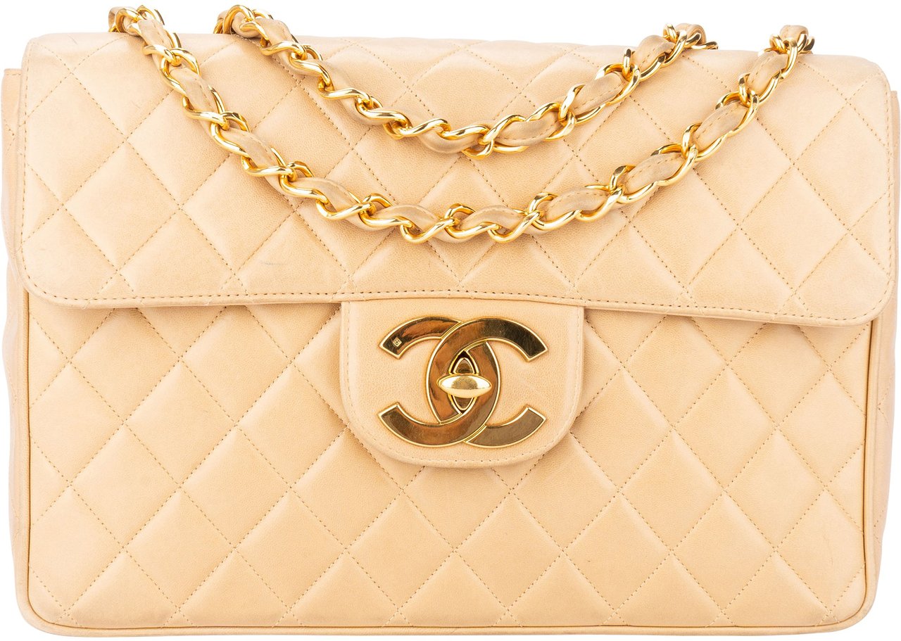 Chanel Chanel Quilted Lambskin 24K Gold Single Flap Jumbo Crossbody Bag Divers