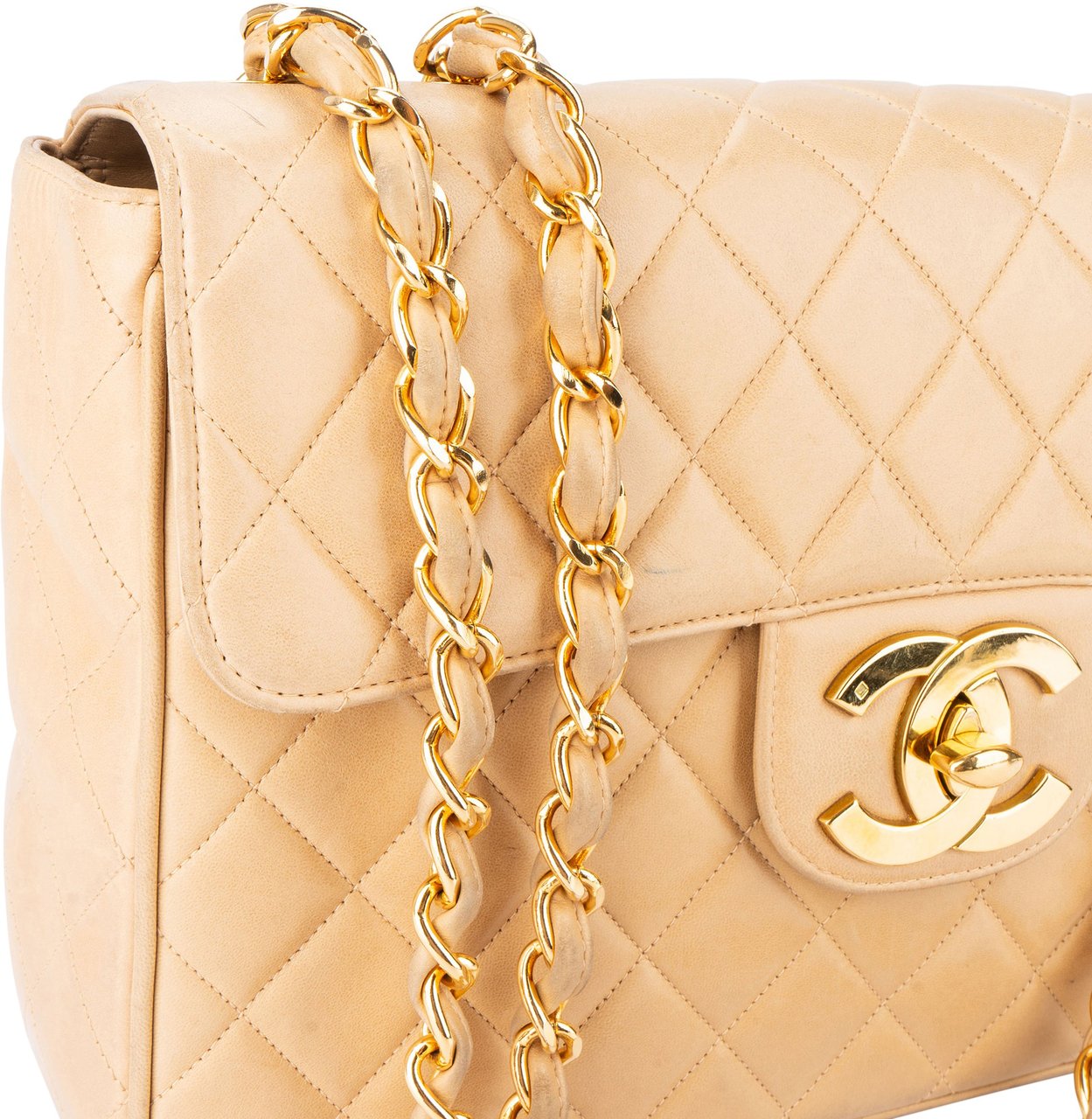 Chanel Chanel Quilted Lambskin 24K Gold Single Flap Jumbo Crossbody Bag Divers