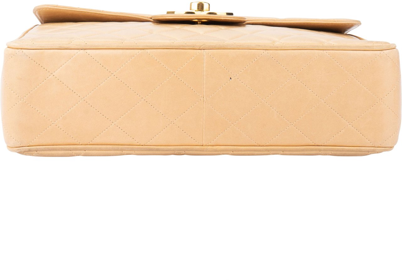 Chanel Chanel Quilted Lambskin 24K Gold Single Flap Jumbo Crossbody Bag Divers