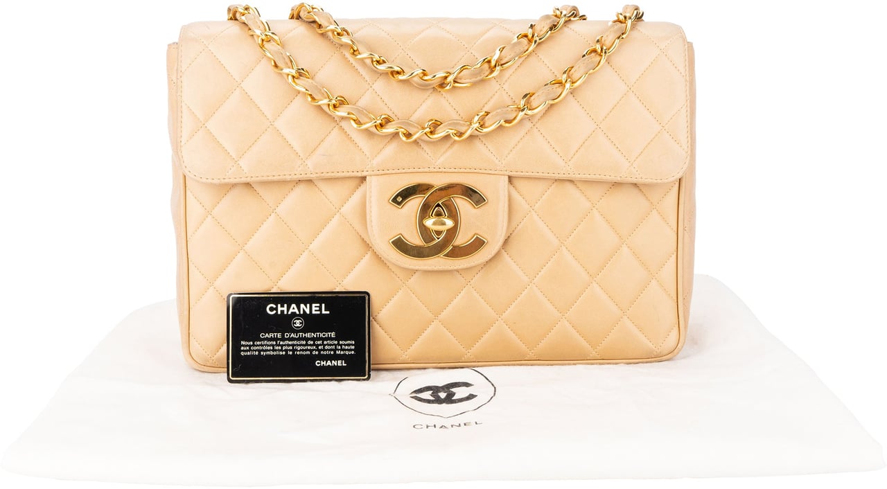 Chanel Chanel Quilted Lambskin 24K Gold Single Flap Jumbo Crossbody Bag Divers