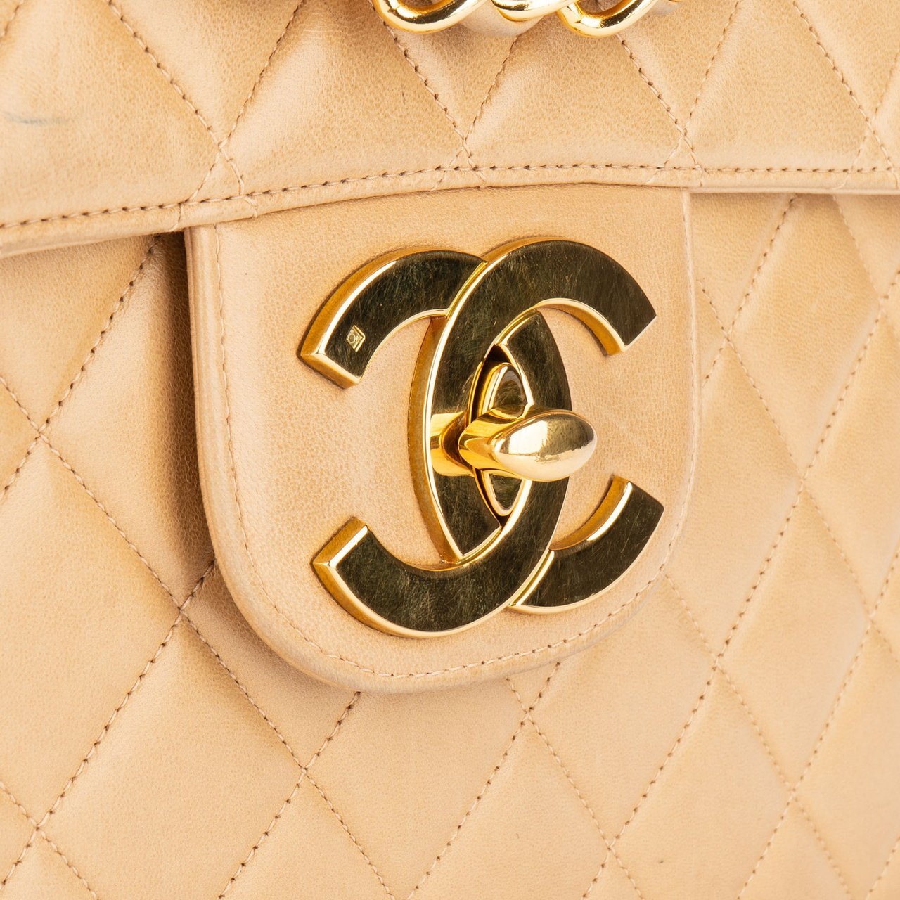 Chanel Chanel Quilted Lambskin 24K Gold Single Flap Jumbo Crossbody Bag Divers