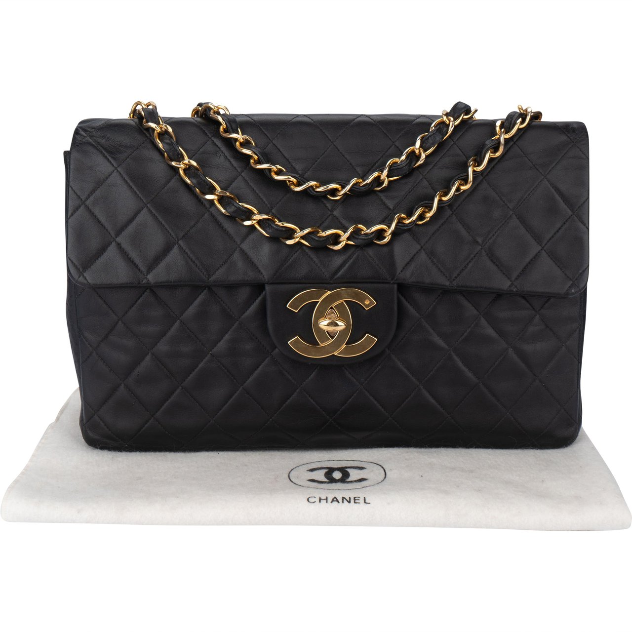 Chanel Chanel Quilted Lambskin 24K Gold Maxi Single Flap Crossbody Bag Divers