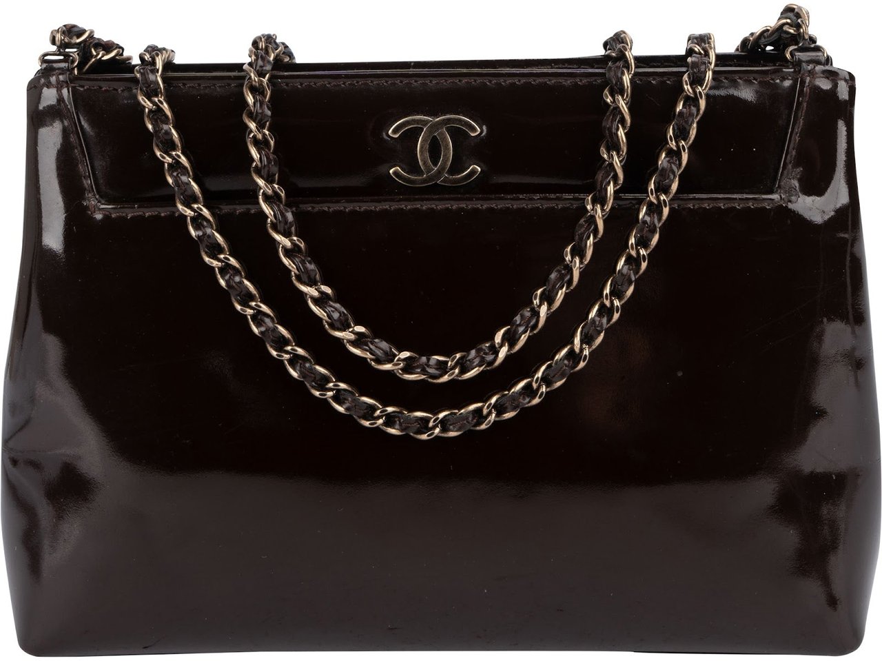 Chanel Chanel Mini Patent Leather Frame Shoulder Bag Bruin