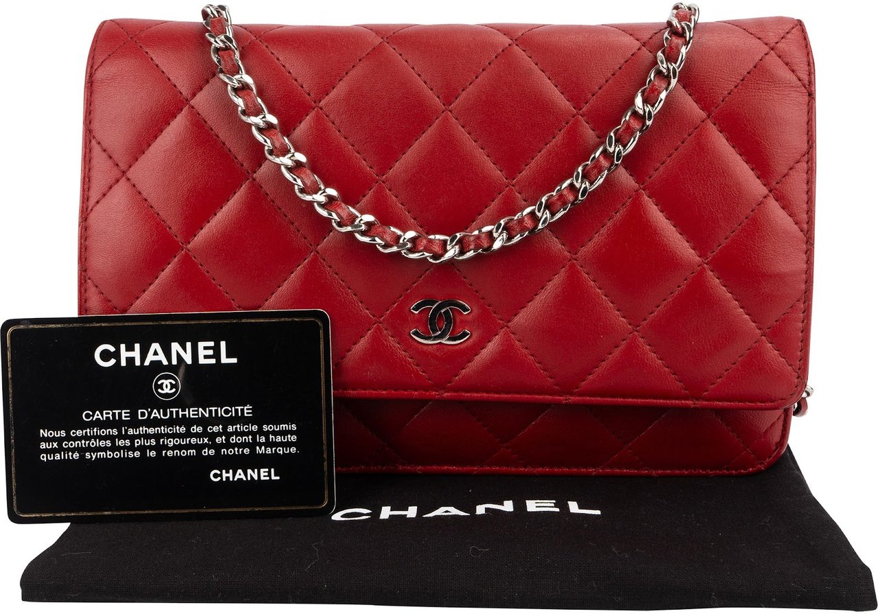 Chanel Chanel Quilted Lambskin Wallet on Chain Crossbody Bag Rood