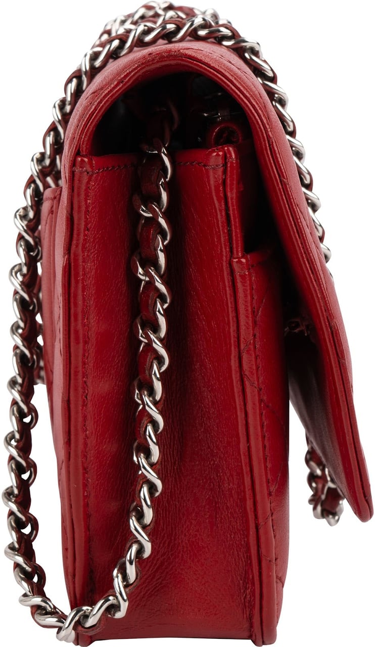 Chanel Chanel Quilted Lambskin Wallet on Chain Crossbody Bag Rood