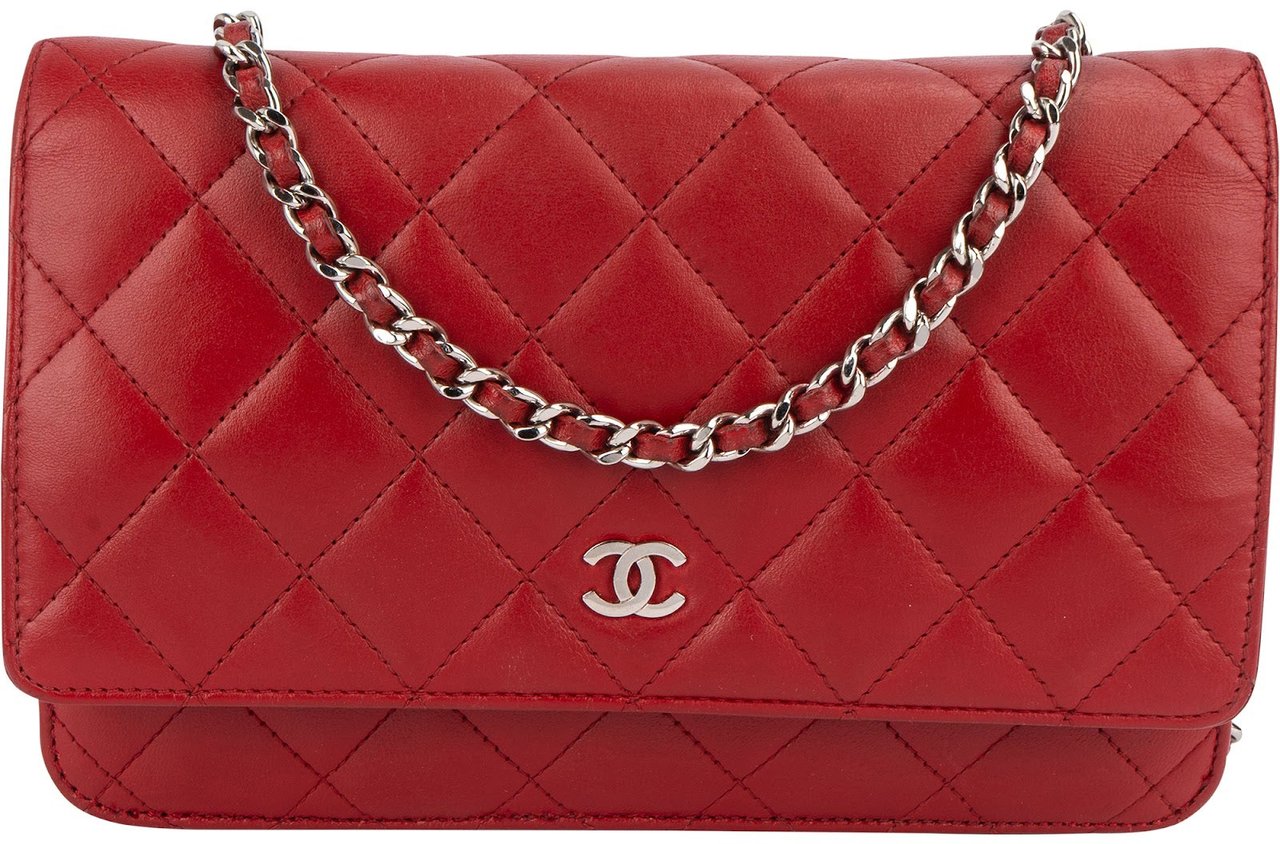 Chanel Chanel Quilted Lambskin Wallet on Chain Crossbody Bag Rood
