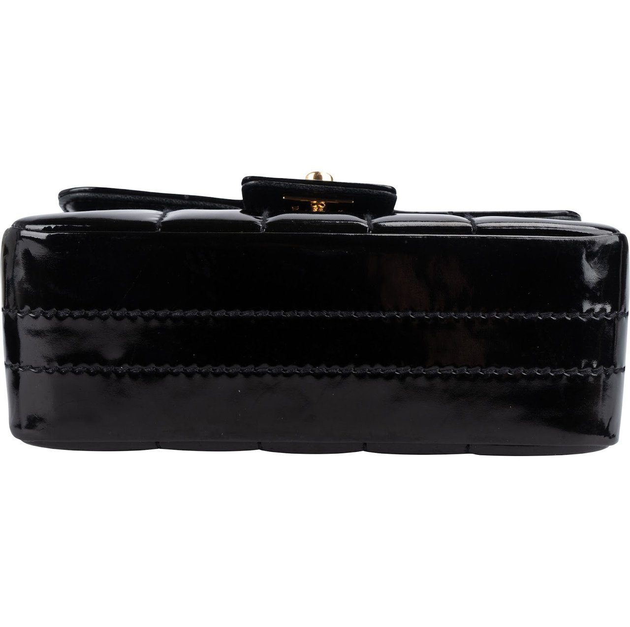 Chanel Chanel Patent Leather Chocolate Bar 24K Gold Single Flap Crossbody Bag Zwart