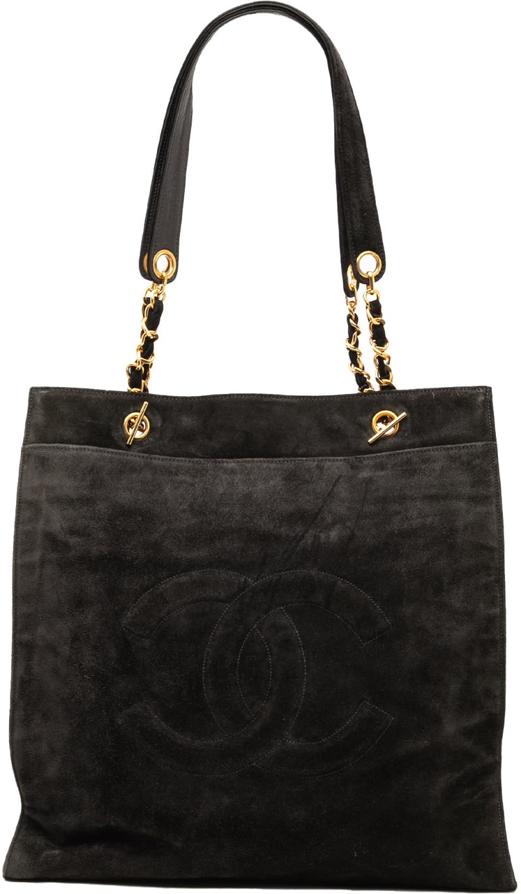 Chanel CC Suede Tote Zwart