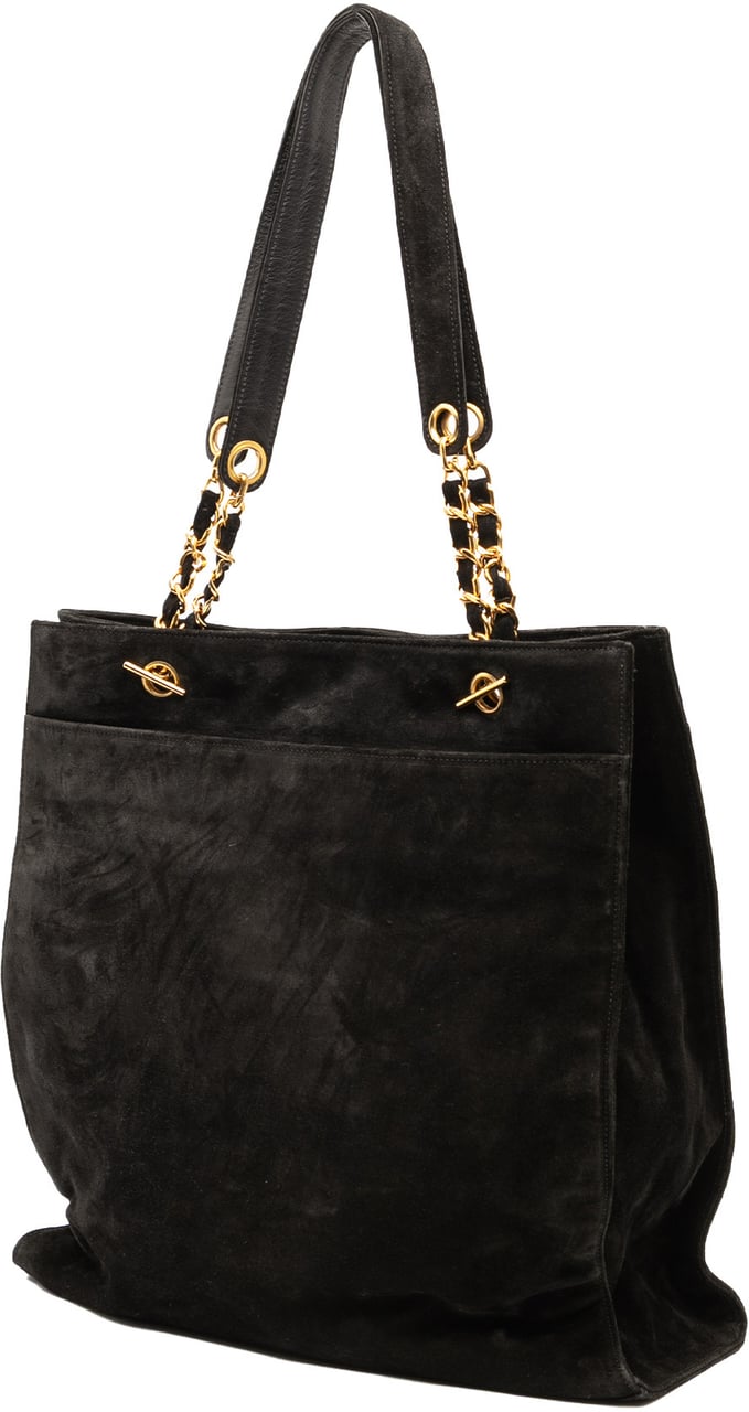 Chanel CC Suede Tote Zwart
