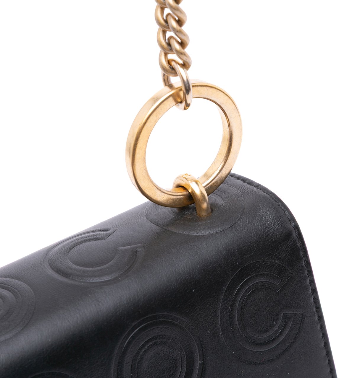 Chanel Mini Square Calfskin Coco Embossed Flap Zwart