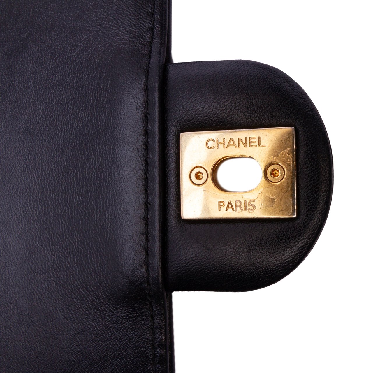 Chanel Mini Square Calfskin Coco Embossed Flap Zwart