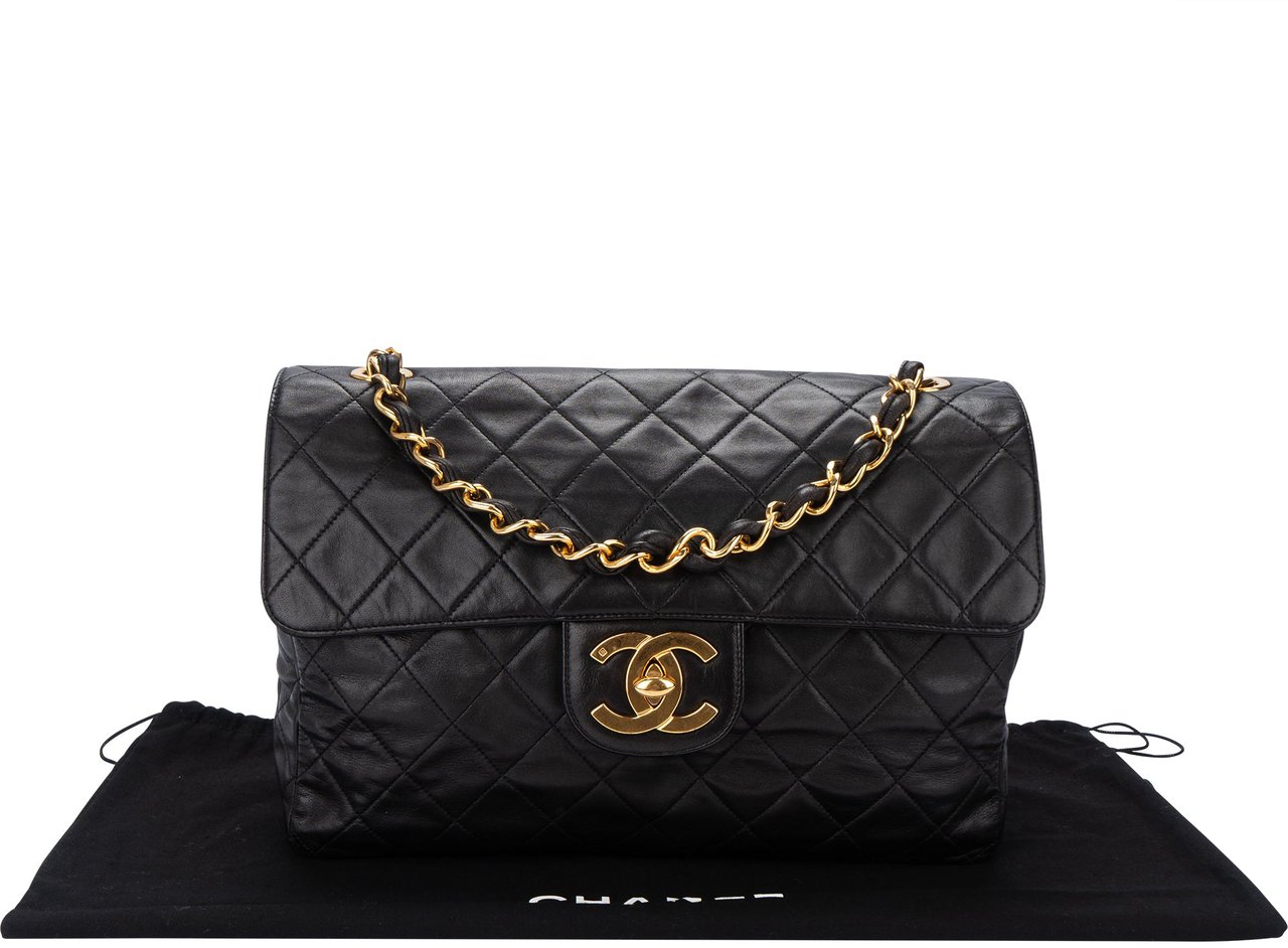 Chanel Chanel Quilted Soft Lambskin 24K Gold Maxi Single Flap Crossbody Bag Bruin
