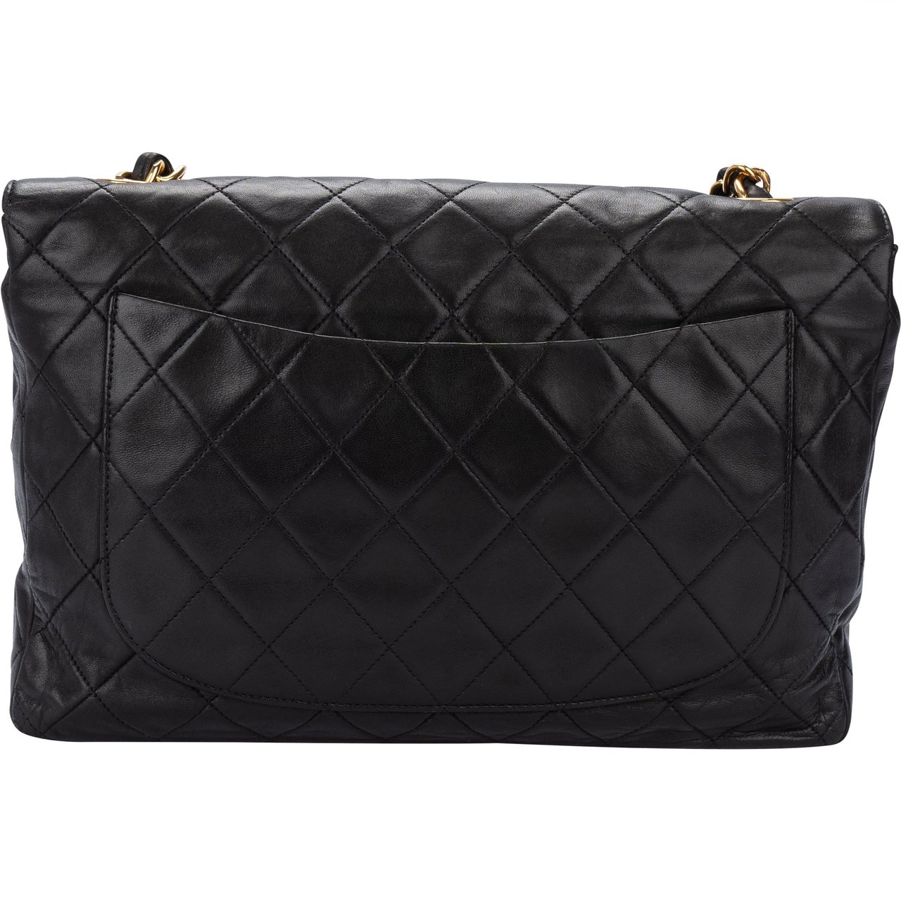 Chanel Chanel Quilted Soft Lambskin 24K Gold Maxi Single Flap Crossbody Bag Bruin