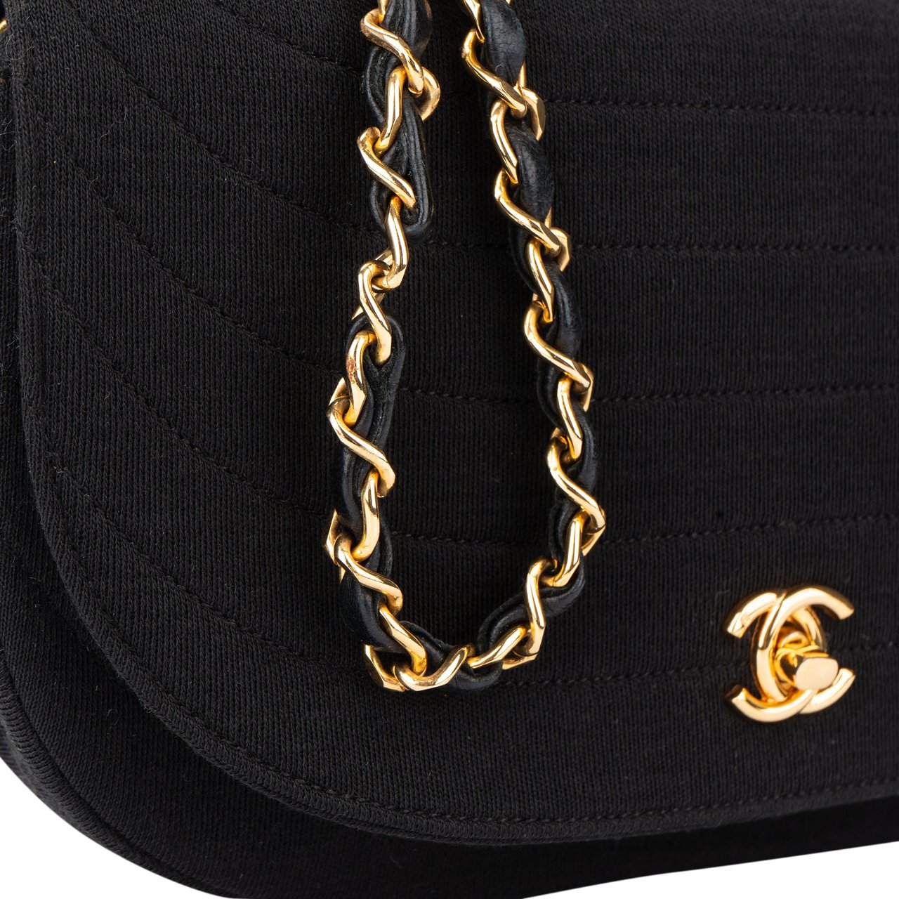 Chanel Chanel Cotton 24K Gold Single Flap Halfmoon Shoulder Bag Divers