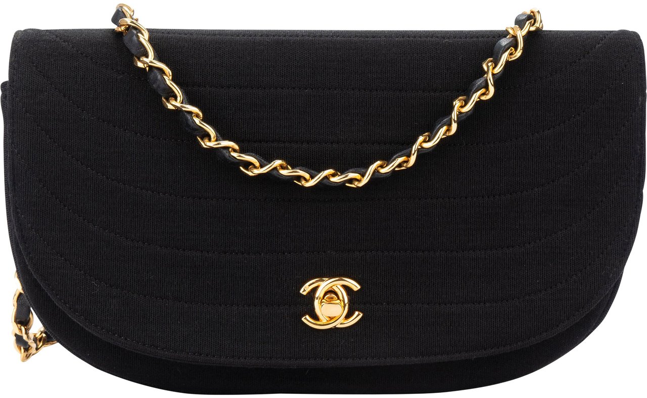 Chanel Chanel Cotton 24K Gold Single Flap Halfmoon Shoulder Bag Divers