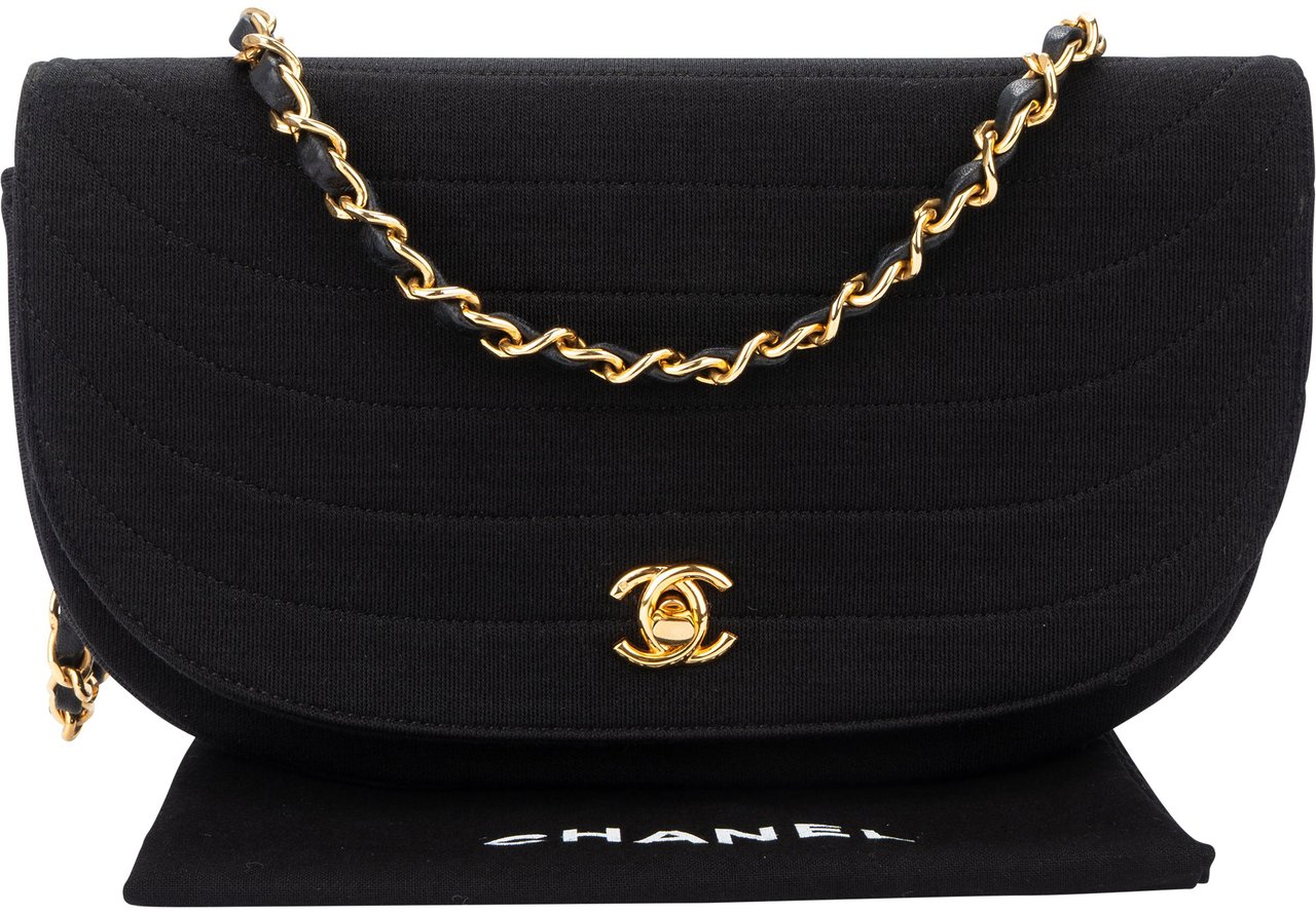 Chanel Chanel Cotton 24K Gold Single Flap Halfmoon Shoulder Bag Divers