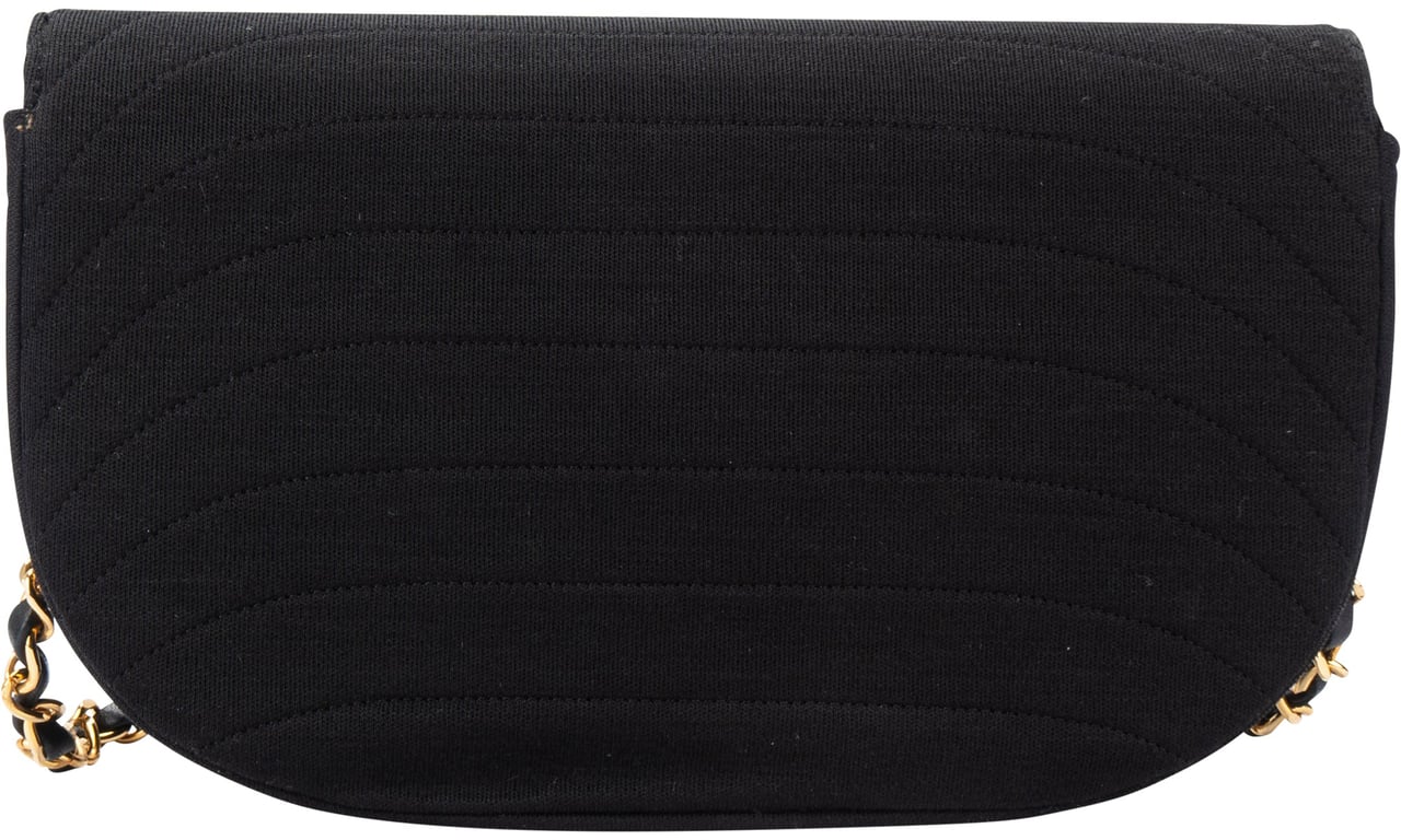 Chanel Chanel Cotton 24K Gold Single Flap Halfmoon Shoulder Bag Divers