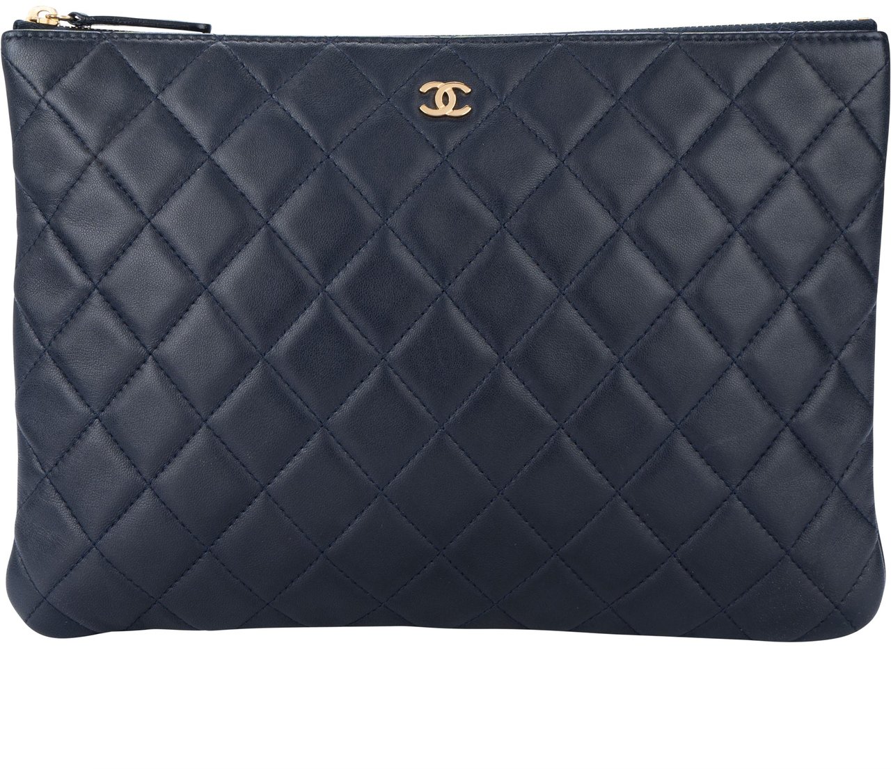 Chanel Chanel Quilted Lambskin CC Clutch Blauw