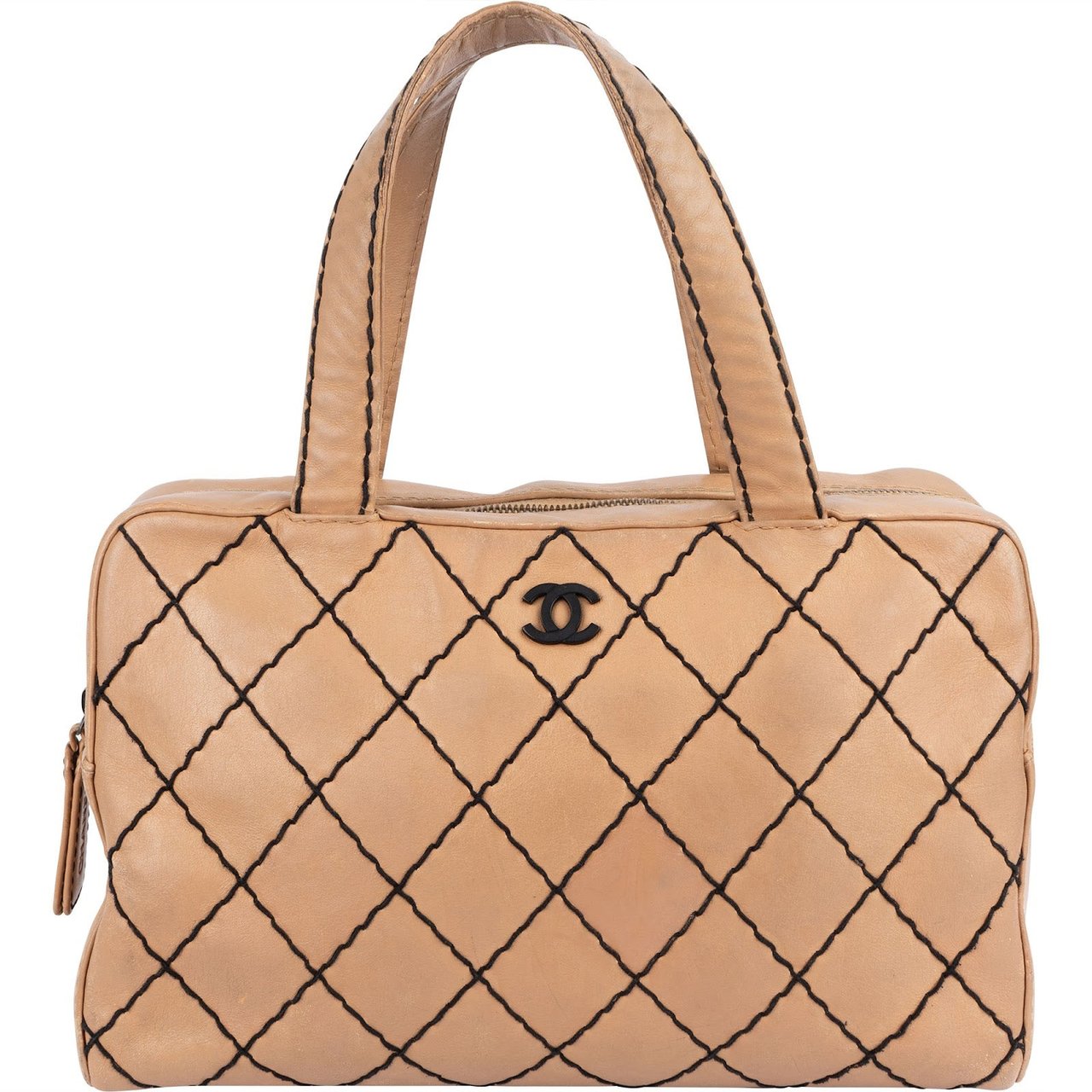 Chanel Chanel Stitching Leather CC Handbag Beige