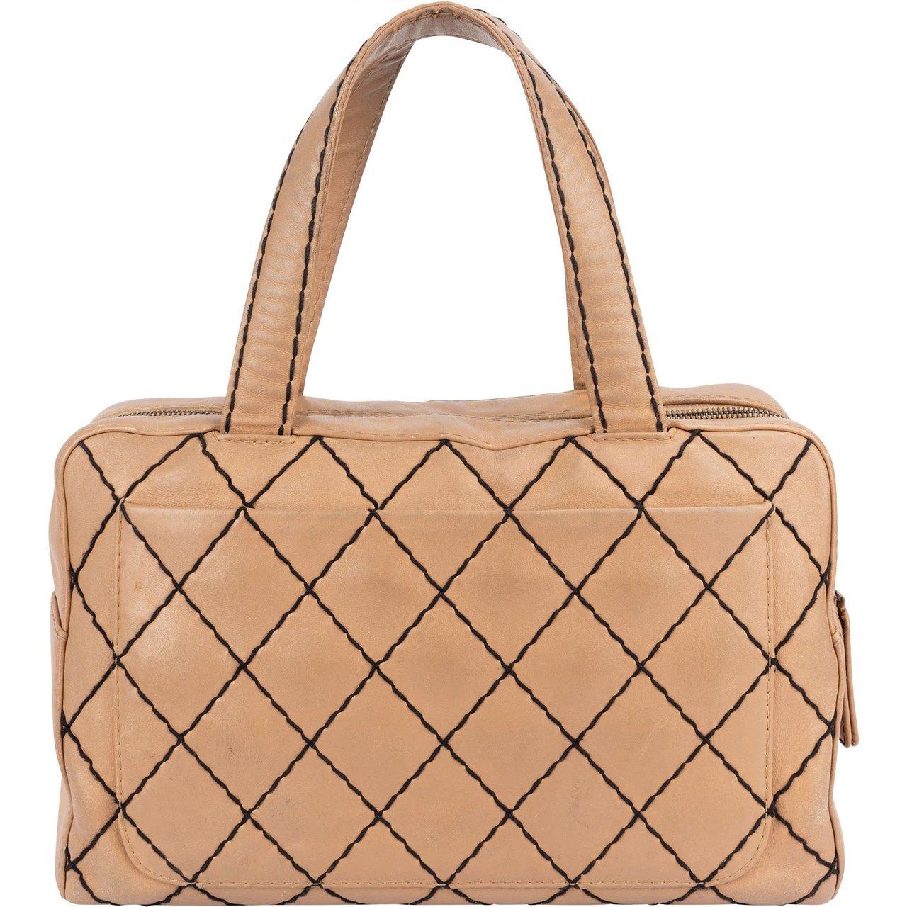 Chanel Chanel Stitching Leather CC Handbag Beige