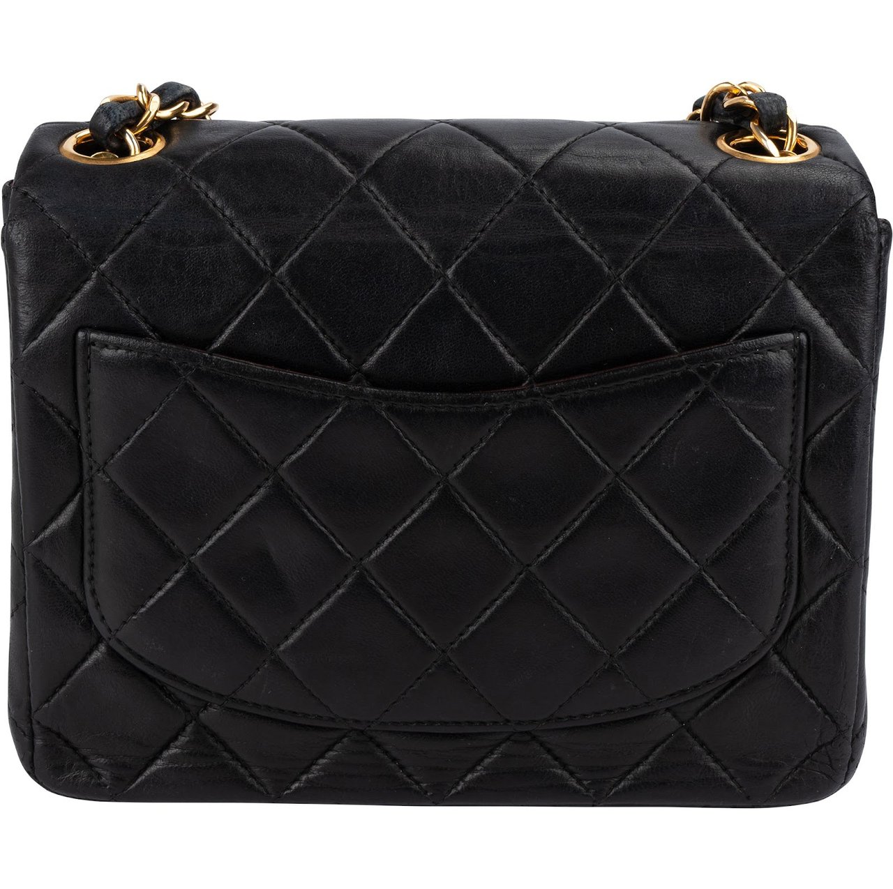 Chanel Chanel Quilted Lambskin Mini Rectangular 24K Gold Single Flap Crossbody Bag Zwart