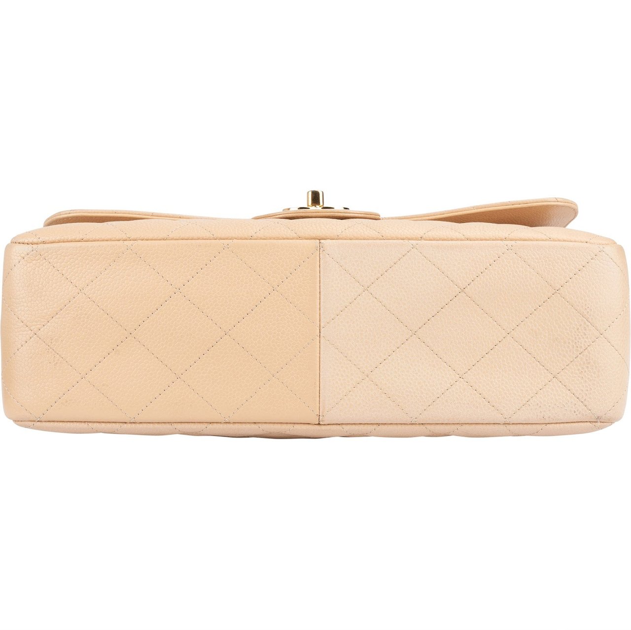 Chanel Caviar Leather Jumbo Double Flap Shoulder Crossbody Bag Beige