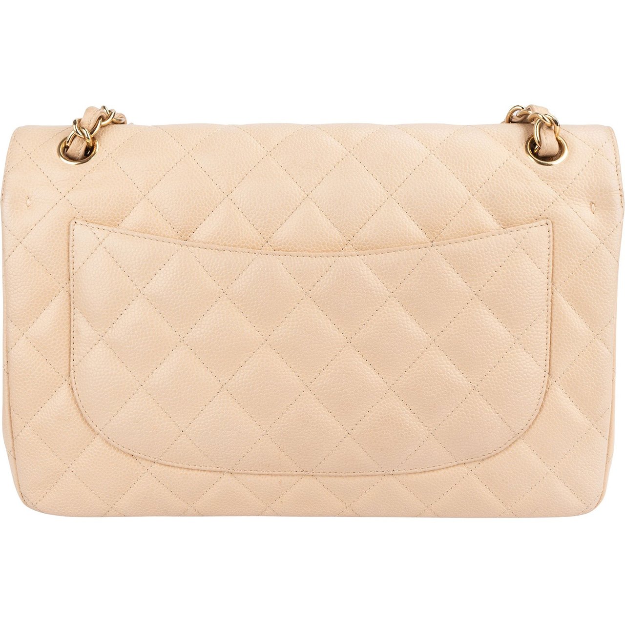 Chanel Caviar Leather Jumbo Double Flap Shoulder Crossbody Bag Beige