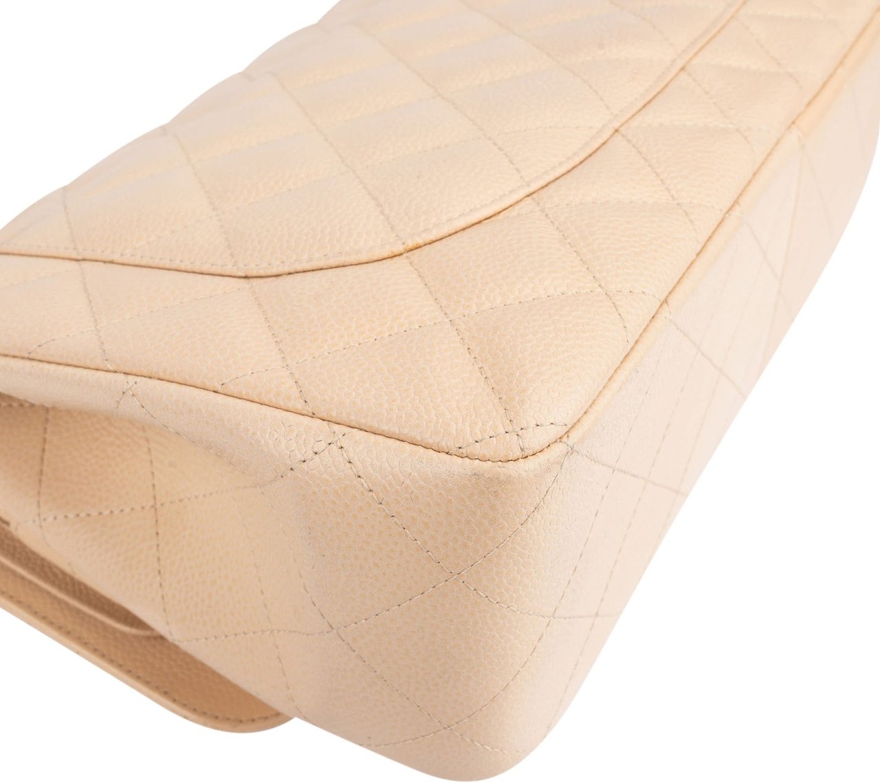 Chanel Caviar Leather Jumbo Double Flap Shoulder Crossbody Bag Beige