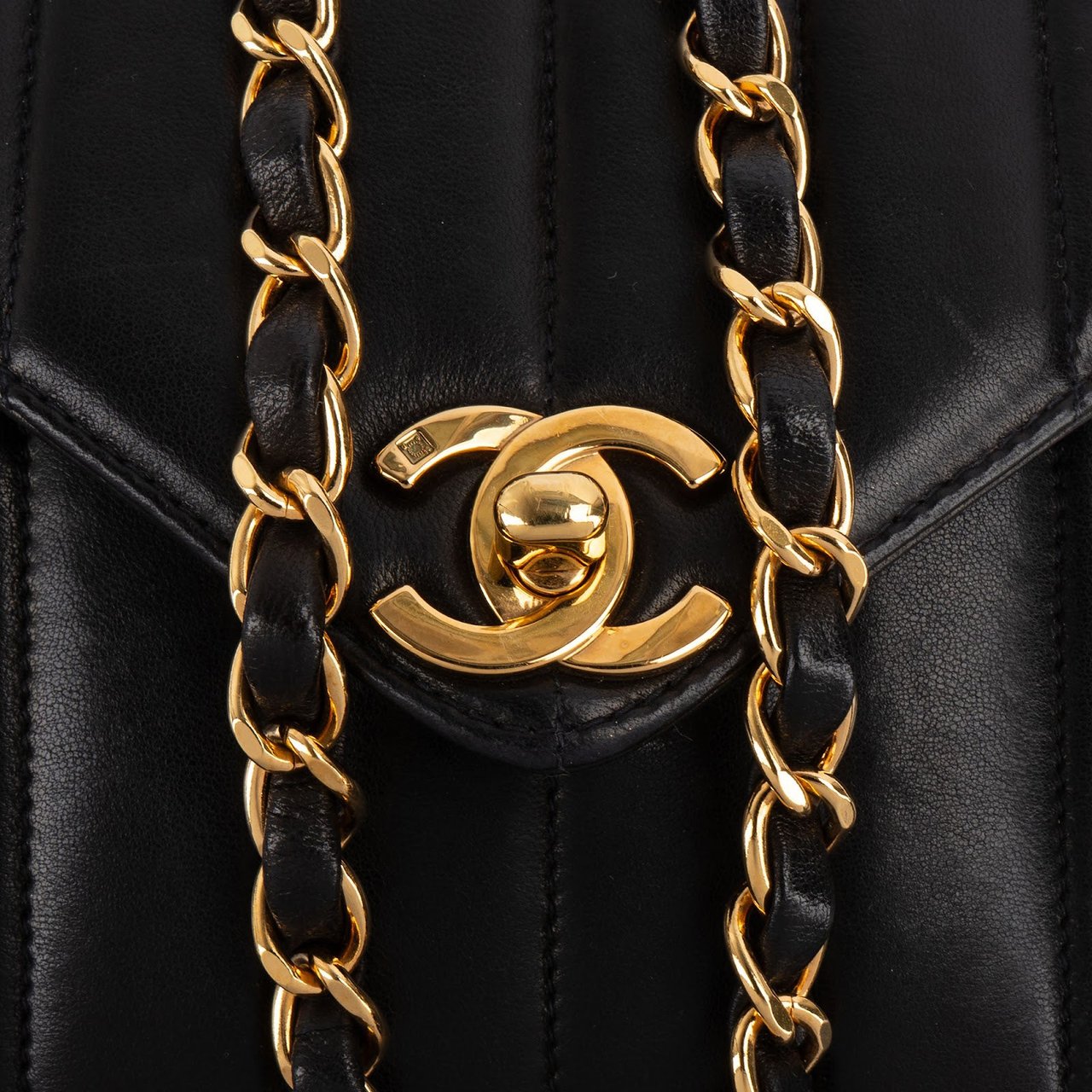 Chanel Lambskin Vertical Quilted Tassel 24K Gold Camera Crossbody Bag Bruin