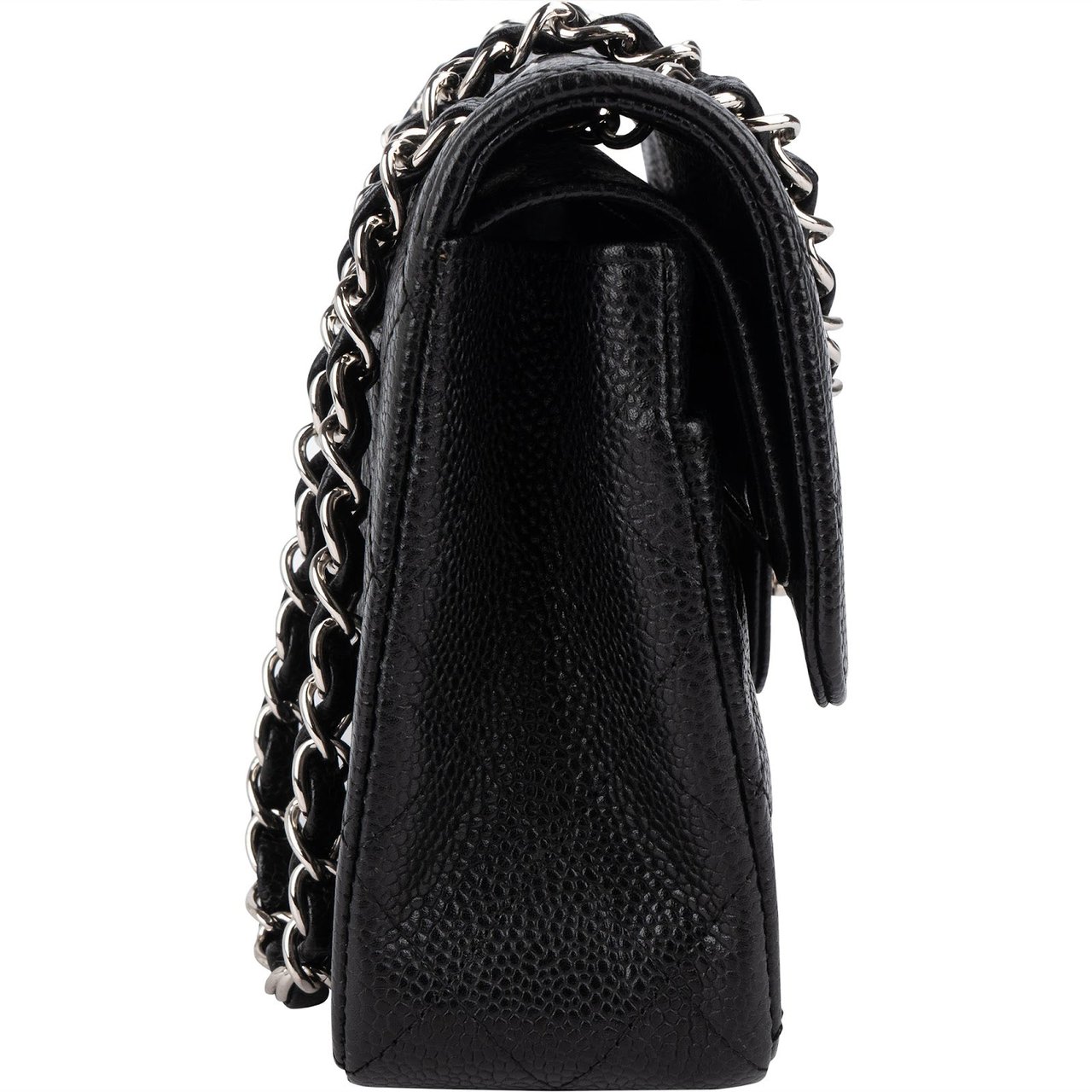 Chanel Chanel Quilted Caviar Leather Small Double Flap Shoulder Bag Zwart