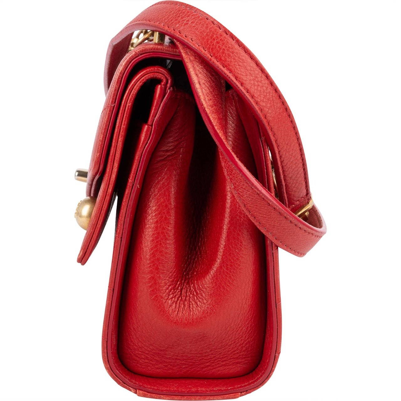 Chanel Chanel Stitched Leather Chevron Envelope Double Flap Shoulder Crossbody Bag Rood