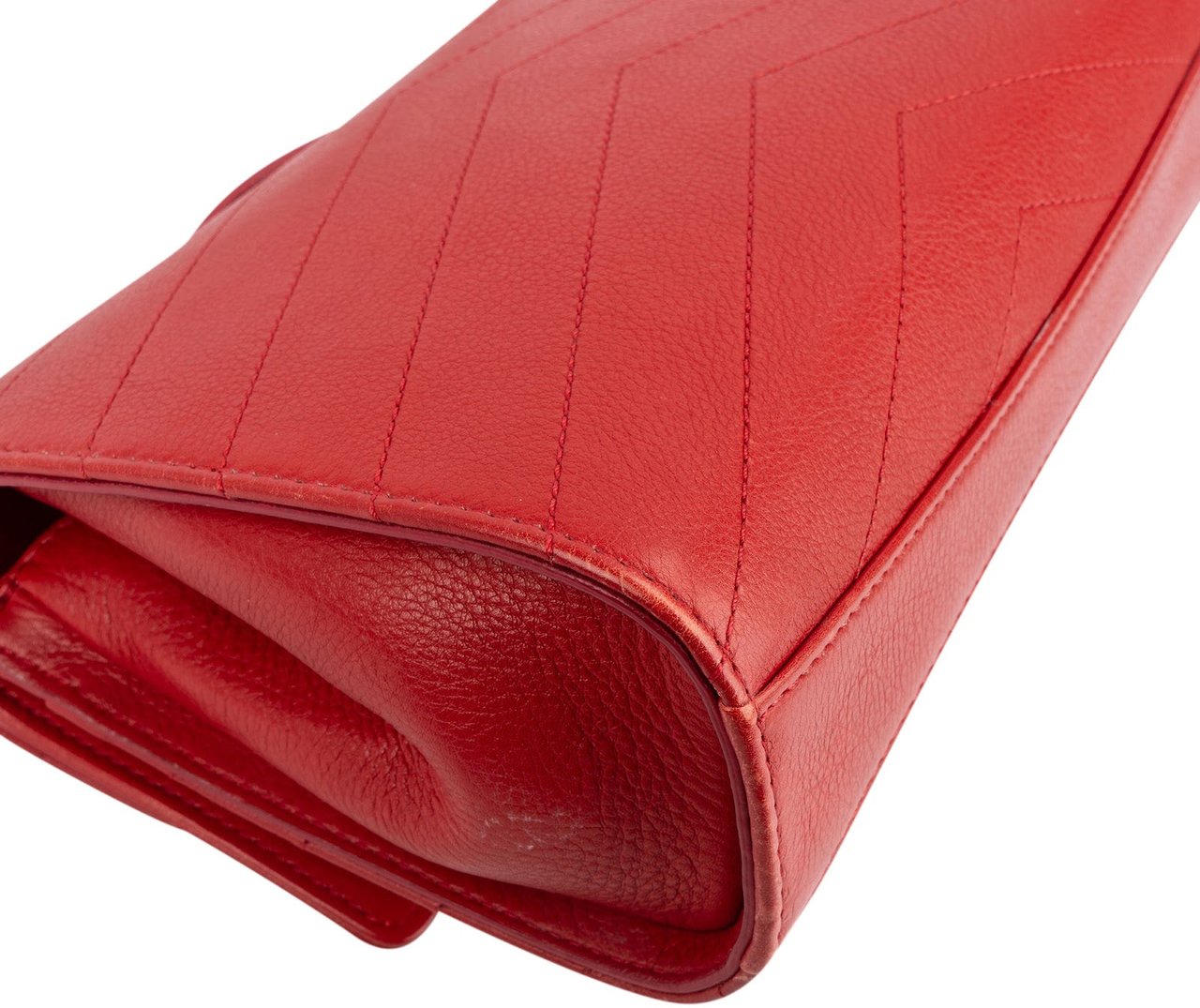 Chanel Chanel Stitched Leather Chevron Envelope Double Flap Shoulder Crossbody Bag Rood